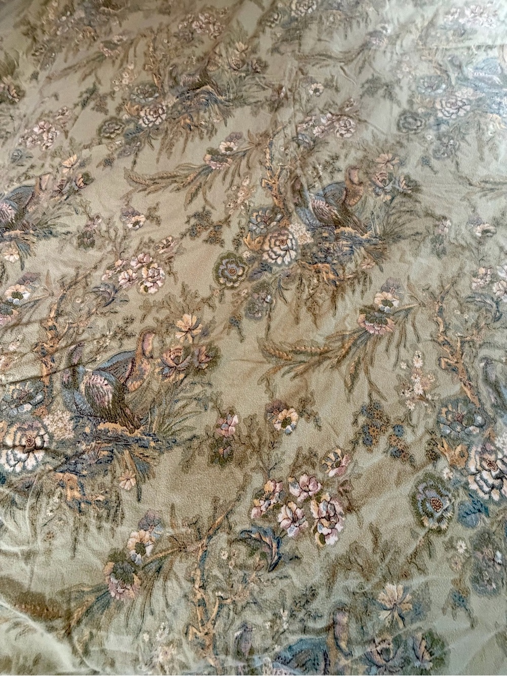 Pottery Barn Sage Green Floral Jacquard Throw Panel